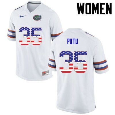 Women's Florida Gators #35 Joseph Putu NCAA Nike White USA Flag Fashion Authentic Stitched College Football Jersey AQD7362MY